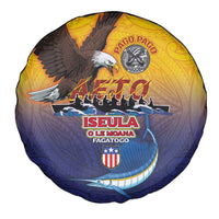 American Samoa Fautasi Spare Tire Cover Bald Eage and Sailfish with Kakau Motifs - Polynesian Pride