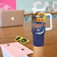 American Samoa Fautasi Tumbler With Handle Bald Eage and Sailfish with Kakau Motifs LT03 - Polynesian Pride