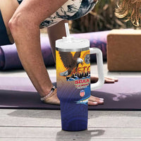 American Samoa Fautasi Tumbler With Handle Bald Eage and Sailfish with Kakau Motifs LT03 - Polynesian Pride