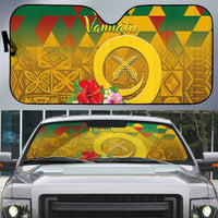 Melanesian Vanuatu Auto Sun Shade With Tapa Tribal Pattern and Triangle Geometric Tricolor - Polynesian Pride
