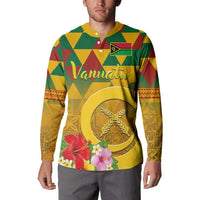 Melanesian Vanuatu Button Sweatshirt With Tapa Tribal Pattern and Triangle Geometric Tricolor - Polynesian Pride
