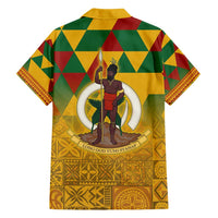 Melanesian Vanuatu Family Matching Puletasi and Hawaiian Shirt With Tapa Tribal Pattern and Triangle Geometric Tricolor - Polynesian Pride