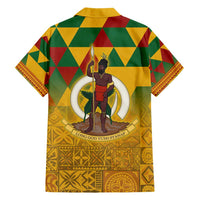Melanesian Vanuatu Family Matching Short Sleeve Bodycon Dress and Hawaiian Shirt With Tapa Tribal Pattern and Triangle Geometric Tricolor - Polynesian Pride