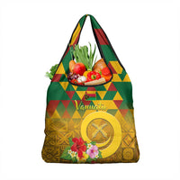 Melanesian Vanuatu Grocery Bag With Tapa Tribal Pattern and Triangle Geometric Tricolor - Polynesian Pride