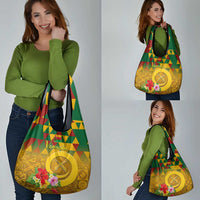 Melanesian Vanuatu Grocery Bag With Tapa Tribal Pattern and Triangle Geometric Tricolor - Polynesian Pride