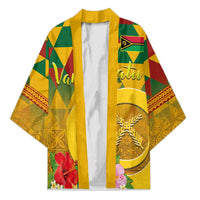 Melanesian Vanuatu Kimono With Tapa Tribal Pattern and Triangle Geometric Tricolor - Polynesian Pride