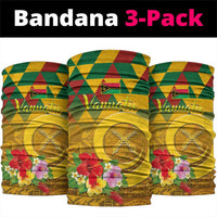 Melanesian Vanuatu Neck Gaiter With Tapa Tribal Pattern and Triangle Geometric Tricolor - Polynesian Pride