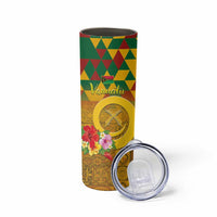 Melanesian Vanuatu Skinny Tumbler With Tapa Tribal Pattern and Triangle Geometric Tricolor - Polynesian Pride