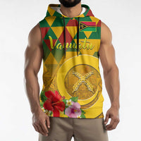 Melanesian Vanuatu Sleeveless Hoodie With Tapa Tribal Pattern and Triangle Geometric Tricolor - Polynesian Pride