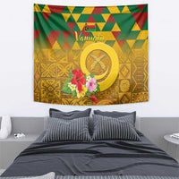 Melanesian Vanuatu Tapestry With Tapa Tribal Pattern and Triangle Geometric Tricolor - Polynesian Pride