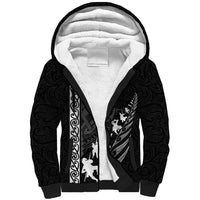 New Zealand Rugby Sherpa Hoodie Haka Dance Tribal God Mask Maori Pattern LT03 Unisex Black - Polynesian Pride