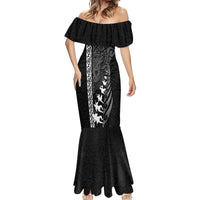 Custom New Zealand Rugby Mermaid Dress Haka Dance Tribal God Mask Maori Pattern LT03 - Polynesian Pride