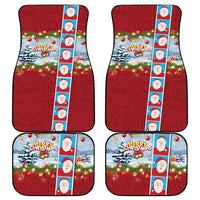 Merry Christmas Car Mats Funny Santa Claus Cards Photo and Polynesian Pattern Red Color