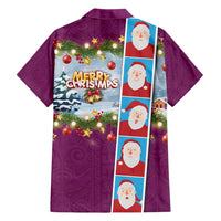 Merry Christmas Family Matching Short Sleeve Bodycon Dress and Hawaiian Shirt Funny Santa Claus Cards Photo and Polynesian Pattern Pink Color LT03 - Polynesian Pride