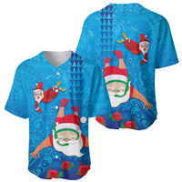 Hawaiian Santa Claus Snorkeling Baseball Jersey Kakau and Polynesian Pattern LT03 - Polynesian Pride