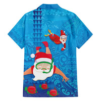 Hawaiian Santa Claus Snorkeling Family Matching Short Sleeve Bodycon Dress and Hawaiian Shirt Kakau and Polynesian Pattern LT03 - Polynesian Pride
