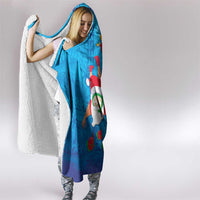 Hawaiian Santa Claus Snorkeling Hooded Blanket Kakau and Polynesian Pattern