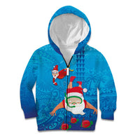 Hawaiian Santa Claus Snorkeling Kid Hoodie Kakau and Polynesian Pattern