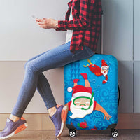 Hawaiian Santa Claus Snorkeling Luggage Cover Kakau and Polynesian Pattern