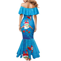 Hawaiian Santa Claus Snorkeling Mermaid Dress Kakau and Polynesian Pattern