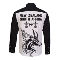 South Africa and New Zealand Long Sleeve Button Shirt Champion History Go Final 2023 Vintage Style LT03 - Polynesian Pride