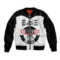 South Africa and New Zealand Sleeve Zip Bomber Jacket Champion History Go Final 2023 Vintage Style LT03 Unisex White - Polynesian Pride