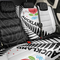 New Zealand Auckland Back Car Seat Cover Auckland's Emblem and Silver Ferns - Maori Art Tattoo