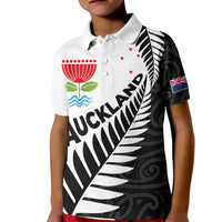 New Zealand Auckland Kid Polo Shirt Auckland's Emblem and Silver Ferns - Maori Art Tattoo