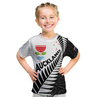 New Zealand Auckland Kid T Shirt Auckland's Emblem and Silver Ferns - Maori Art Tattoo