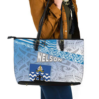 New Zealand Nelson Leather Tote Bag Nelson's Flag and Seal - Maori Art Tattoo