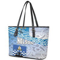 New Zealand Nelson Leather Tote Bag Nelson's Flag and Seal - Maori Art Tattoo