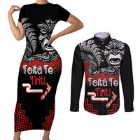 Aotearoa Toitu Te Tiriti Couples Matching Short Sleeve Bodycon Dress and Long Sleeve Button Shirt New Zealand Honour the Treaty - Fight Together
