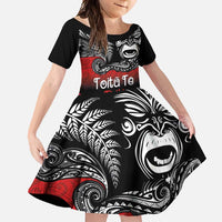 Aotearoa Toitu Te Tiriti Family Matching Tank Maxi Dress and Hawaiian Shirt New Zealand Honour the Treaty - Fight Together LT03 Daughter's Dress Red - Polynesian Pride
