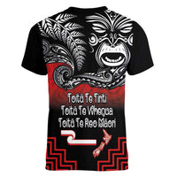 Aotearoa Toitu Te Tiriti Women V-Neck T-Shirt New Zealand Honour the Treaty - Fight Together