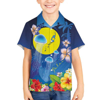 Palau Jellyfish Family Matching Mermaid Dress and Hawaiian Shirt Ocean Heritage Tropical Plants - Polynesian Pride