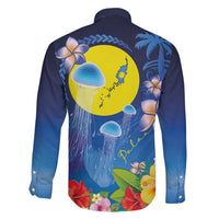 Palau Jellyfish Family Matching Short Sleeve Bodycon Dress and Hawaiian Shirt Ocean Heritage Tropical Plants - Polynesian Pride