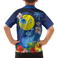 Palau Jellyfish Family Matching Summer Maxi Dress and Hawaiian Shirt Ocean Heritage Tropical Plants - Polynesian Pride