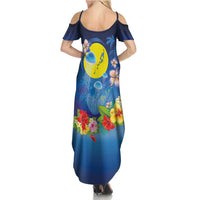 Palau Jellyfish Family Matching Summer Maxi Dress and Hawaiian Shirt Ocean Heritage Tropical Plants - Polynesian Pride
