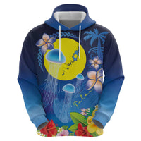 Palau Jellyfish Hoodie Ocean Heritage Tropical Plants - Polynesian Pride