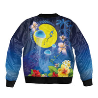 Palau Jellyfish Sleeve Zip Bomber Jacket Ocean Heritage Tropical Plants - Polynesian Pride