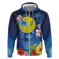 Palau Jellyfish Zip Hoodie Ocean Heritage Tropical Plants - Polynesian Pride