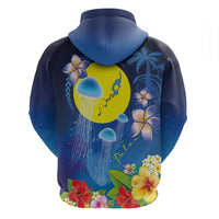 Palau Jellyfish Zip Hoodie Ocean Heritage Tropical Plants - Polynesian Pride