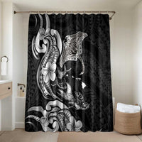 Hawaiian Manta Rays Bathroom Set Tribal Hibiscus Polynesian Tattoos Black Color - Polynesian Pride