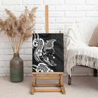 Hawaiian Manta Rays Canvas Wall Art Tribal Hibiscus Polynesian Tattoos Black Color - Polynesian Pride