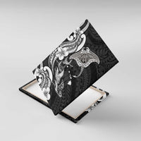 Hawaiian Manta Rays Canvas Wall Art Tribal Hibiscus Polynesian Tattoos Black Color - Polynesian Pride