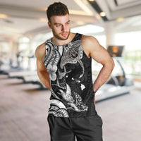 Hawaiian Manta Rays Men Tank Top Tribal Hibiscus Polynesian Tattoos Black Color - Polynesian Pride