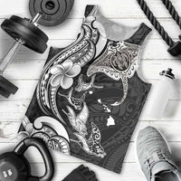 Hawaiian Manta Rays Men Tank Top Tribal Hibiscus Polynesian Tattoos Black Color - Polynesian Pride