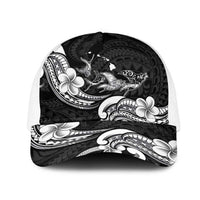 Hawaiian Manta Rays Mesh Trucker Cap Tribal Hibiscus Polynesian Tattoos Black Color LT03 One Size White Black - Polynesian Pride