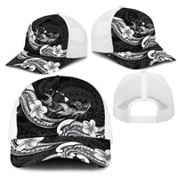 Hawaiian Manta Rays Mesh Trucker Cap Tribal Hibiscus Polynesian Tattoos Black Color LT03 - Polynesian Pride