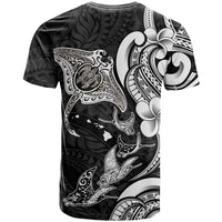Hawaiian Manta Rays T Shirt Tribal Hibiscus Polynesian Tattoos Black Color - Polynesian Pride